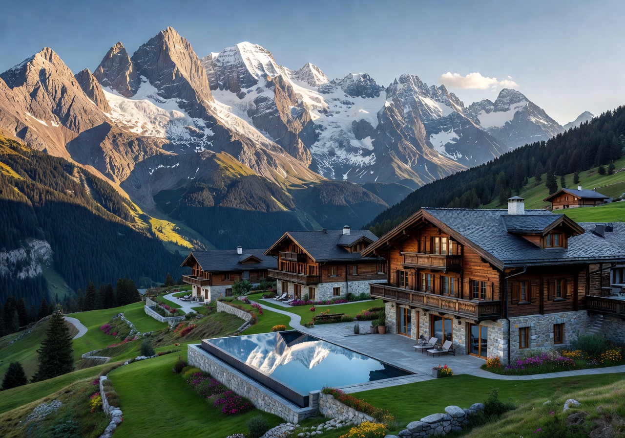 Majestic Bavarian Alps mountains and luxury resort destination
