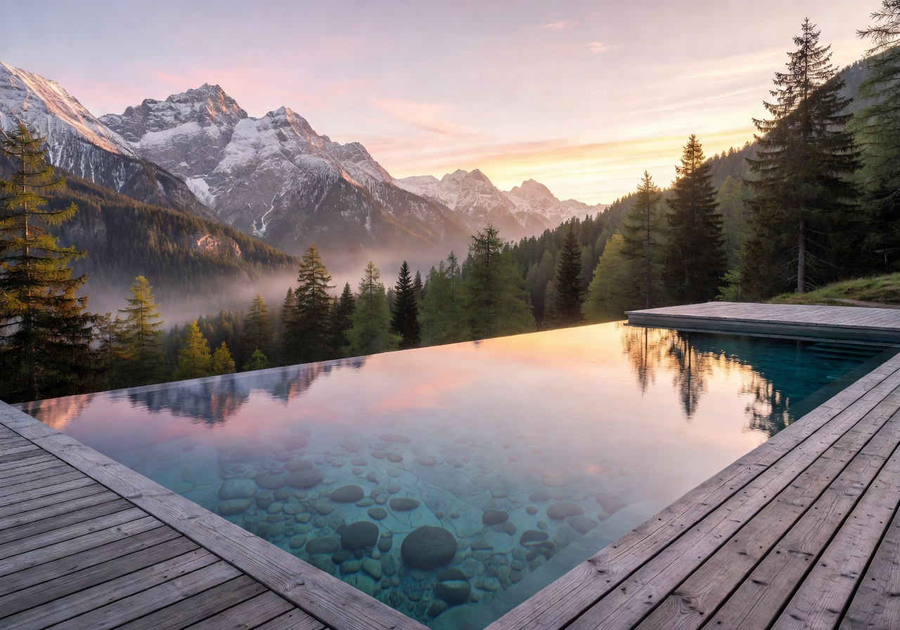 Das Kranzbach mountain-facing infinity pool in the Bavarian Alps